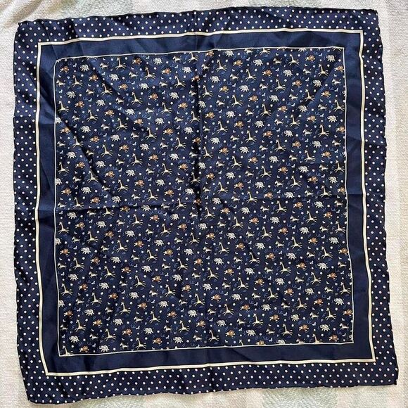 Blue pink animal print silk square scarf - Picture 1 of 3